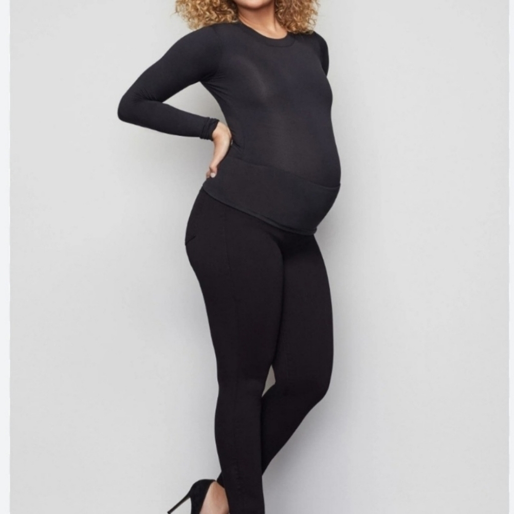 NWT Good American The Home Stretch Black Skinny Maternity Jean Size 25